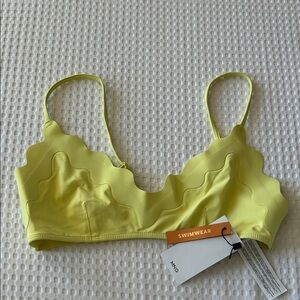 Mango Light Yellow Scalloped Bikini Top